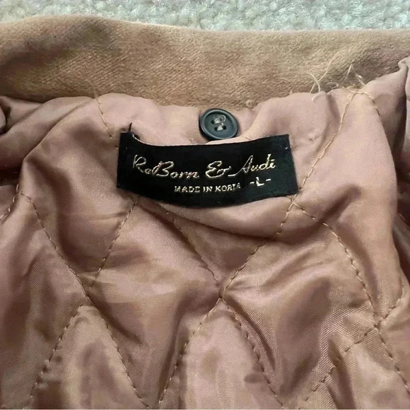 Reborn & Audi Streetwear (Around) Snap Jacket Coat Me Large Brown Striped Trim - Picture 12 of 12